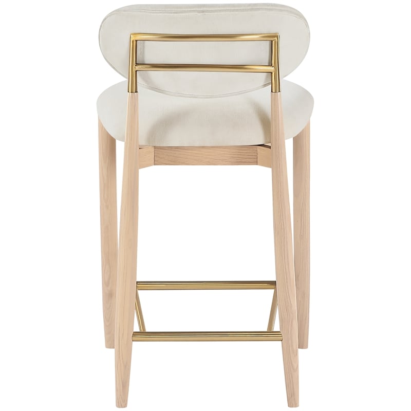 Meridian Furniture Riccio Cream Fabric Upholstered Stool