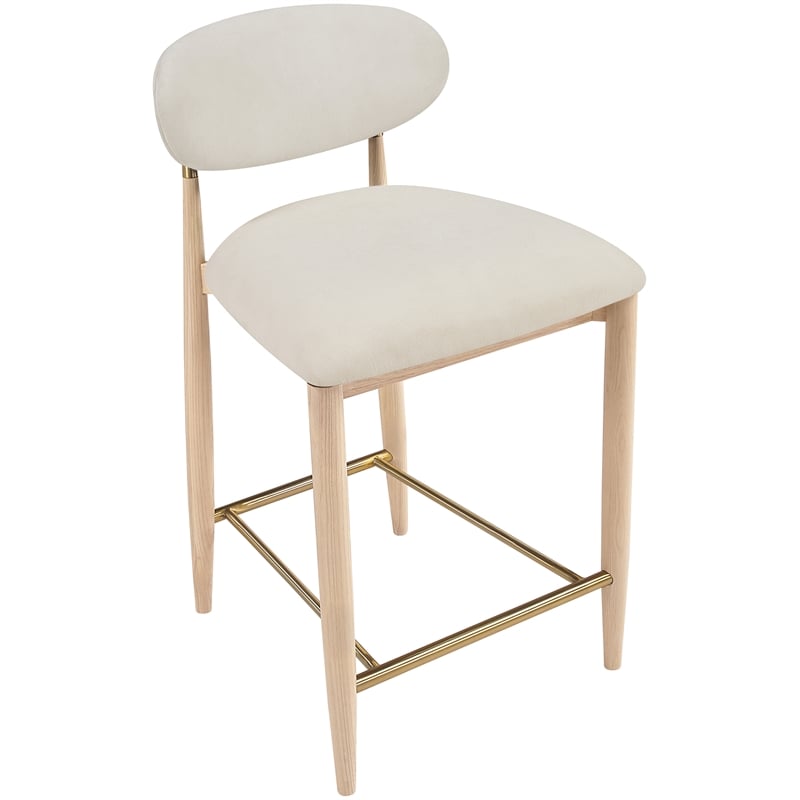 Meridian Furniture Riccio Cream Fabric Upholstered Stool