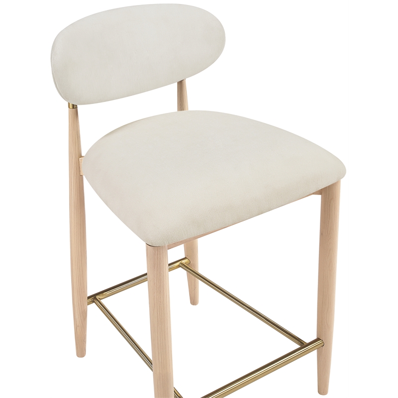 Meridian Furniture Riccio Cream Fabric Upholstered Stool
