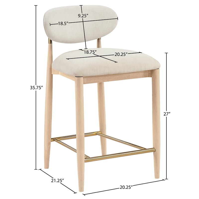 Meridian Furniture Riccio Cream Fabric Upholstered Stool