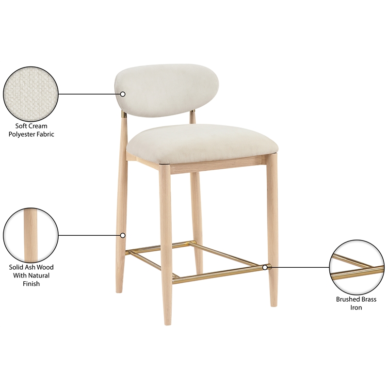 Meridian Furniture Riccio Cream Fabric Upholstered Stool