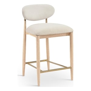 Meridian Furniture Riccio Cream Fabric Upholstered Stool