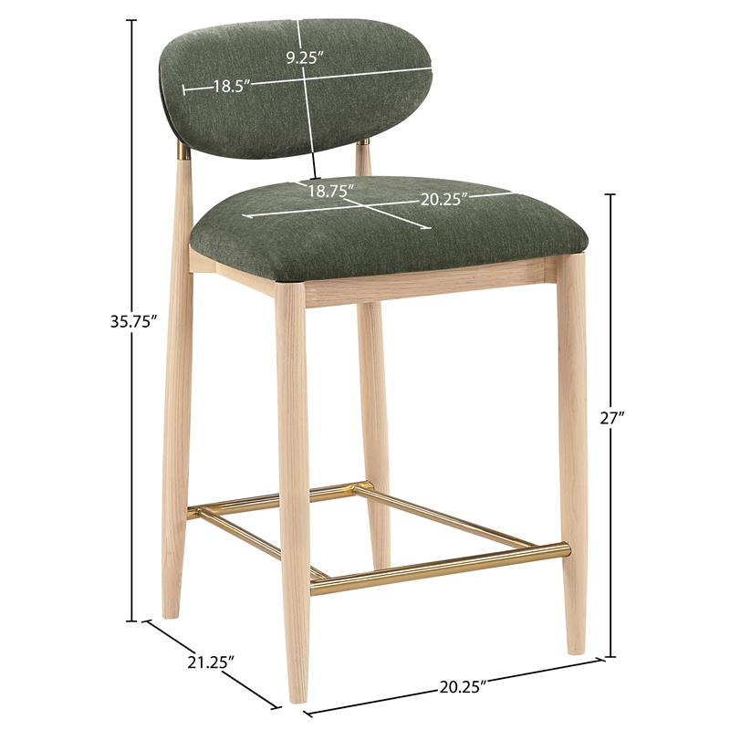 Meridian Furniture Riccio Olive Fabric Upholstered Stool
