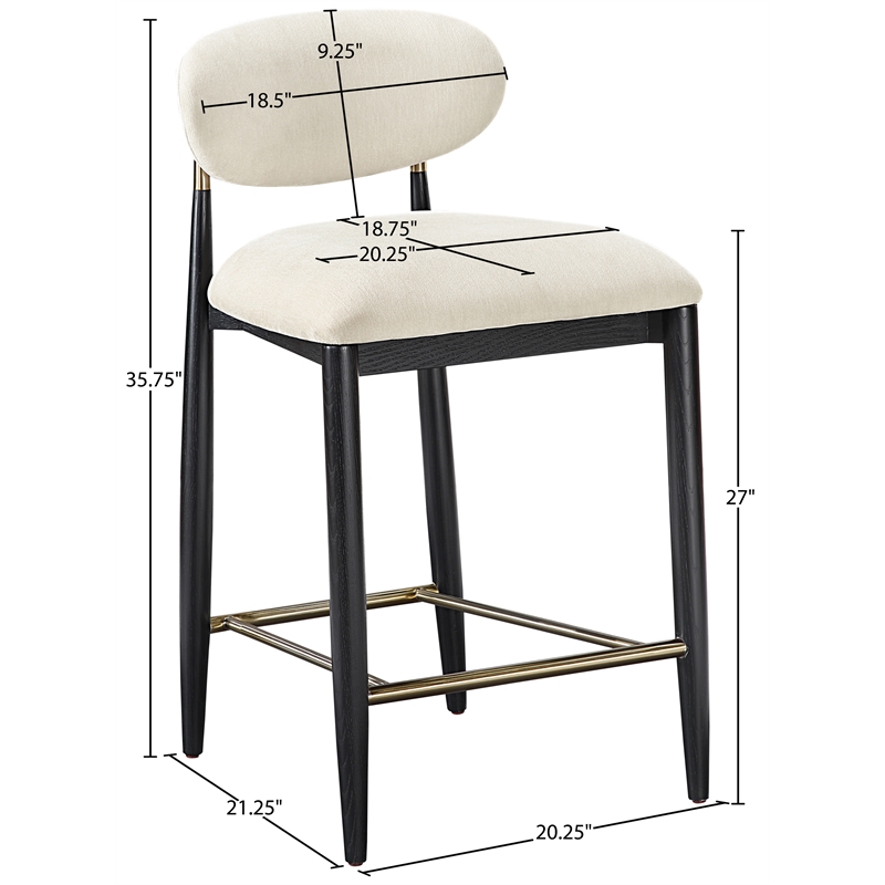 Meridian Furniture Riccio Beige Fabric Upholstered Stool