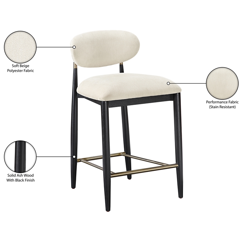 Meridian Furniture Riccio Beige Fabric Upholstered Stool