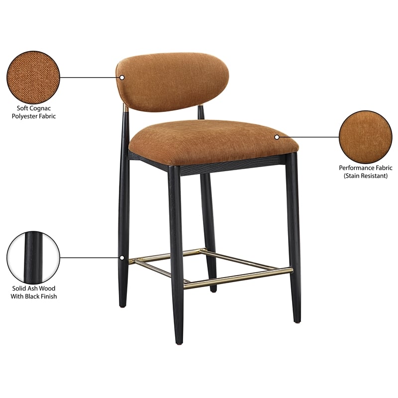 Meridian Furniture Riccio Cognac Fabric Upholstered Stool