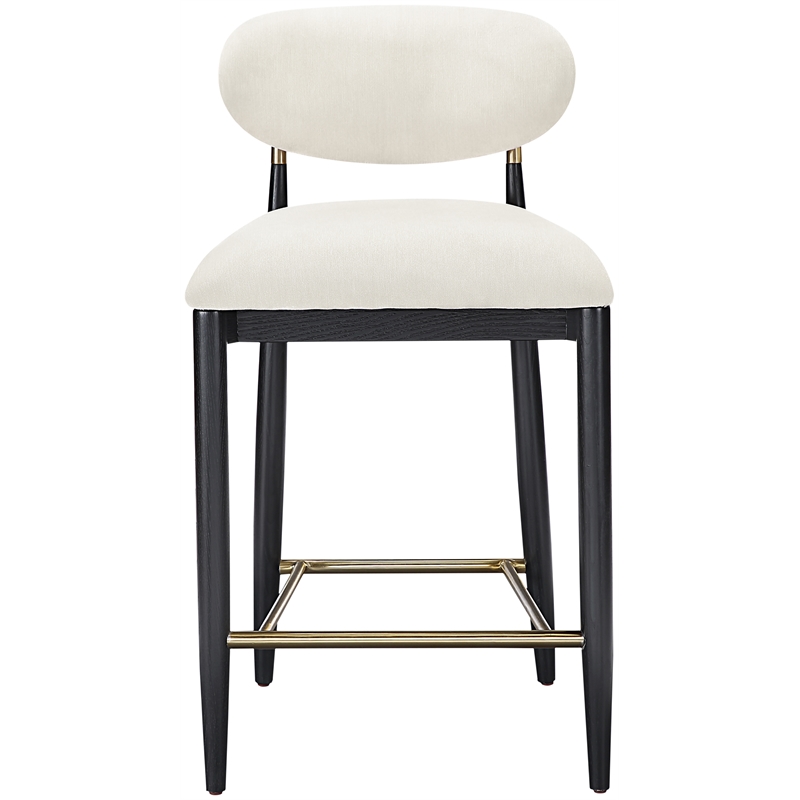 Meridian Furniture Riccio Cream Fabric Upholstered Stool