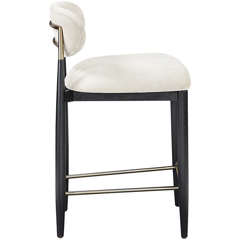 Meridian Furniture Riccio Cream Fabric Upholstered Stool