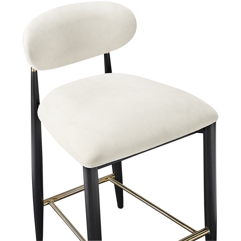 Meridian Furniture Riccio Cream Fabric Upholstered Stool