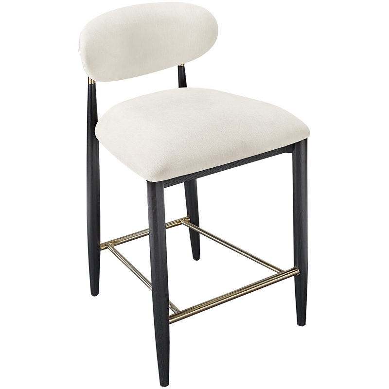 Meridian Furniture Riccio Cream Fabric Upholstered Stool