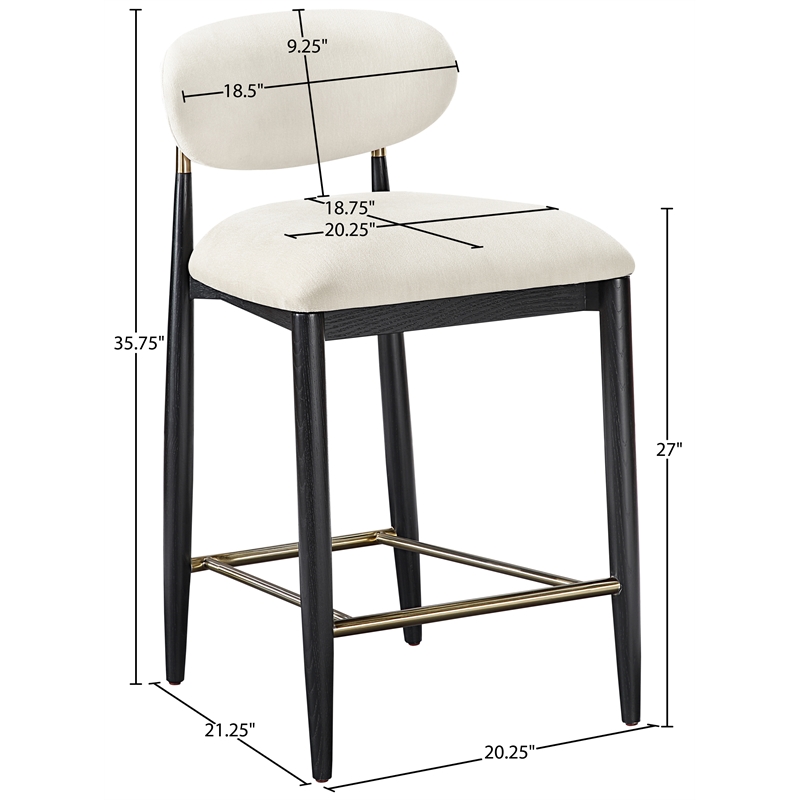 Meridian Furniture Riccio Cream Fabric Upholstered Stool