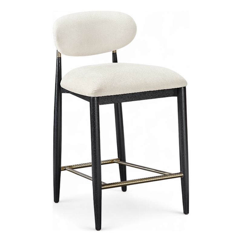 Meridian Furniture Riccio Cream Fabric Upholstered Stool