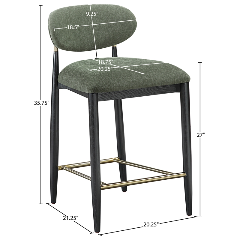 Meridian Furniture Riccio Olive Fabric Upholstered Stool