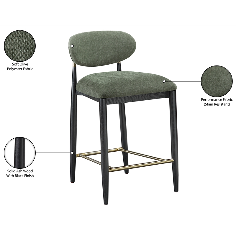 Meridian Furniture Riccio Olive Fabric Upholstered Stool