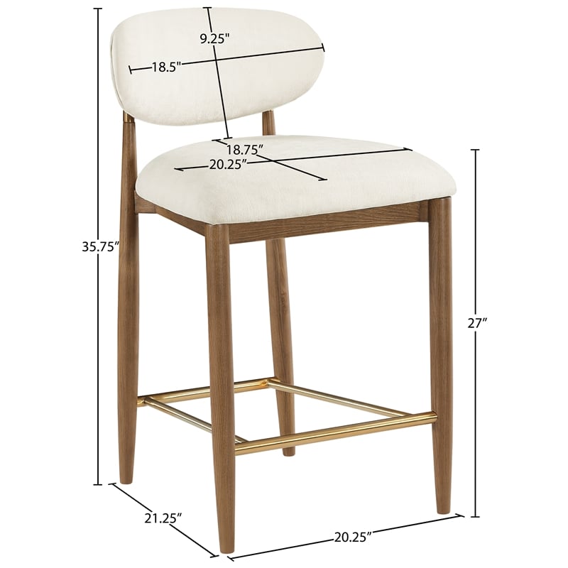 Meridian Furniture Riccio Beige Fabric Upholstered Stool