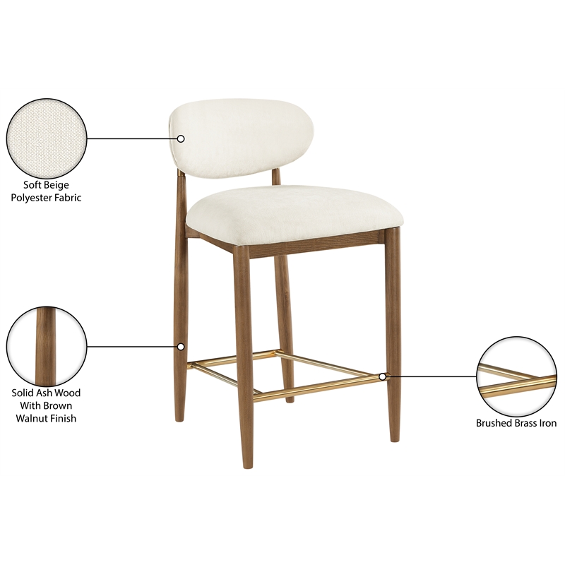 Meridian Furniture Riccio Beige Fabric Upholstered Stool