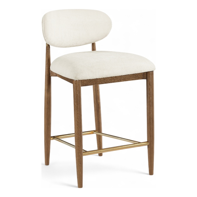 Meridian Furniture Riccio Beige Fabric Upholstered Stool