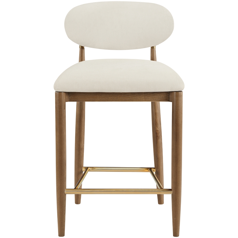Meridian Furniture Riccio Cream Fabric Upholstered Stool