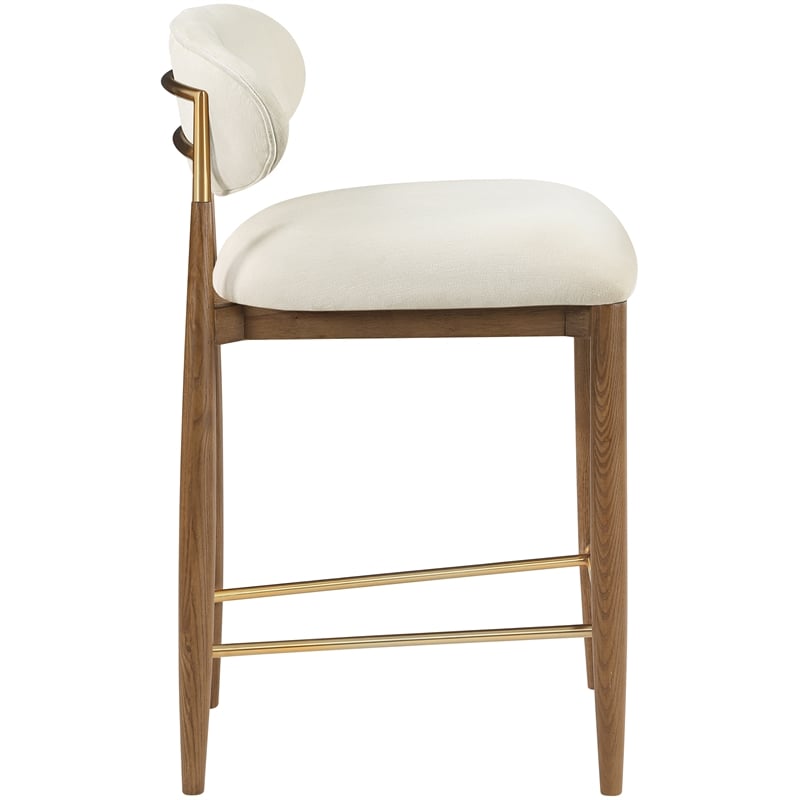 Meridian Furniture Riccio Cream Fabric Upholstered Stool