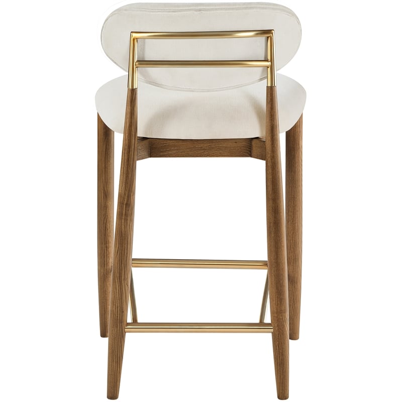 Meridian Furniture Riccio Cream Fabric Upholstered Stool