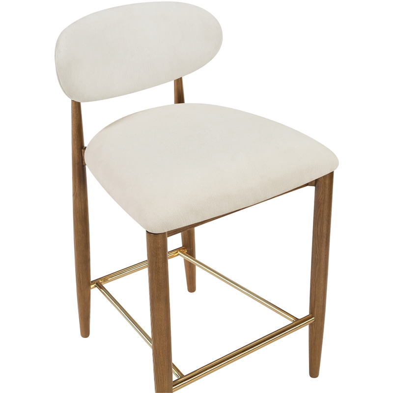 Meridian Furniture Riccio Cream Fabric Upholstered Stool