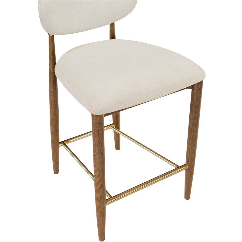 Meridian Furniture Riccio Cream Fabric Upholstered Stool