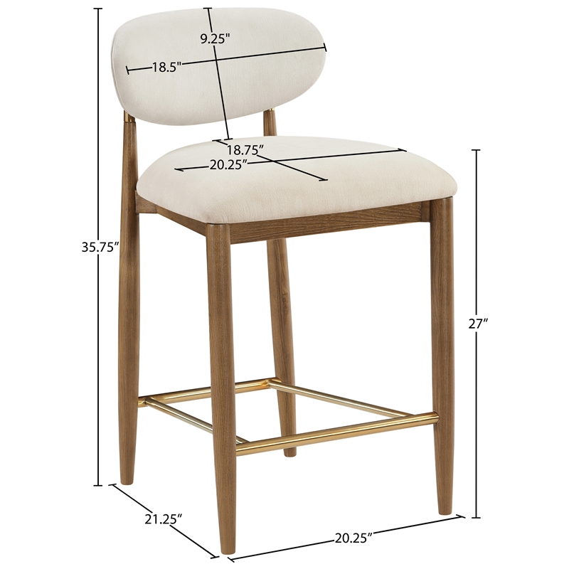 Meridian Furniture Riccio Cream Fabric Upholstered Stool