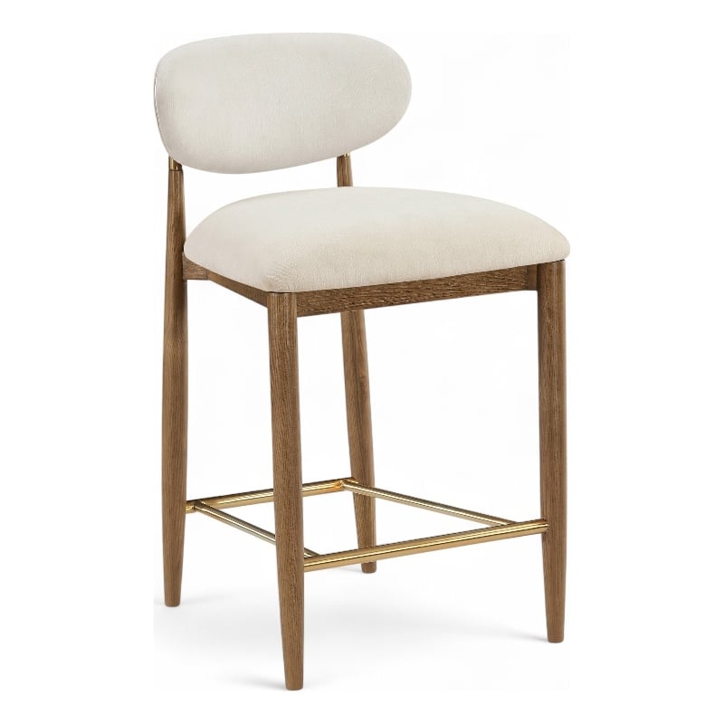 Meridian Furniture Riccio Cream Fabric Upholstered Stool