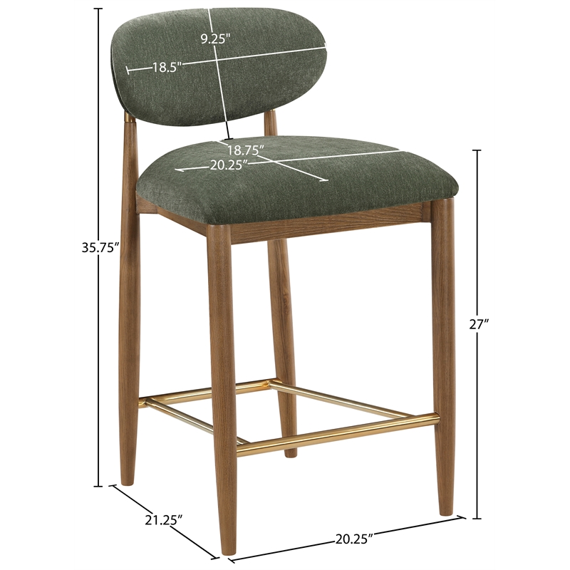 Meridian Furniture Riccio Olive Fabric Upholstered Stool