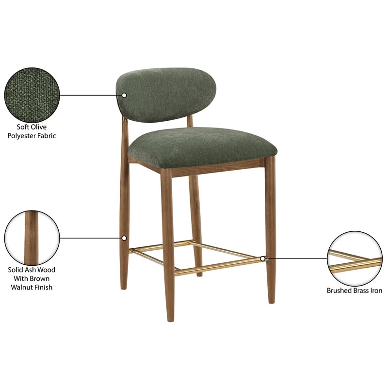 Meridian Furniture Riccio Olive Fabric Upholstered Stool