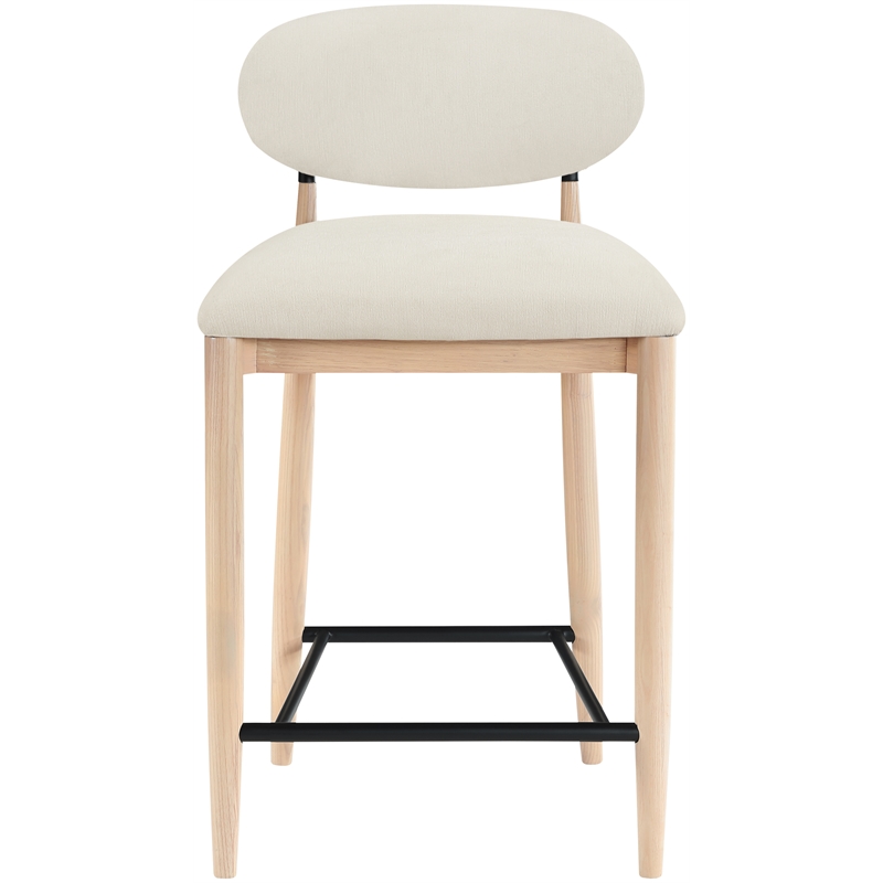 Meridian Furniture Riccio Cream Fabric Upholstered Stool