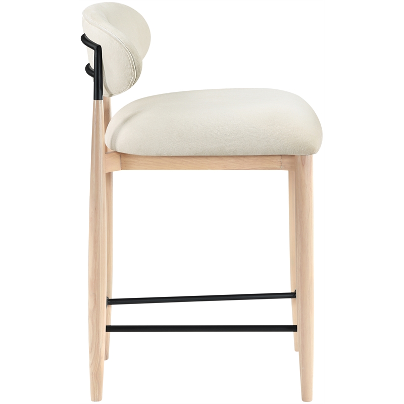 Meridian Furniture Riccio Cream Fabric Upholstered Stool