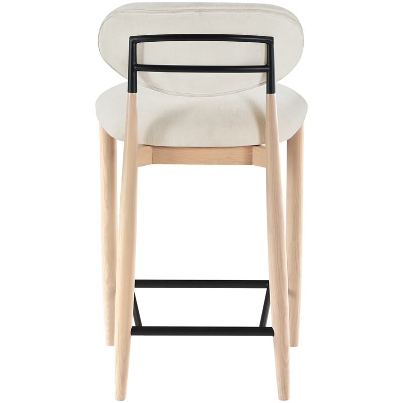 Meridian Furniture Riccio Cream Fabric Upholstered Stool