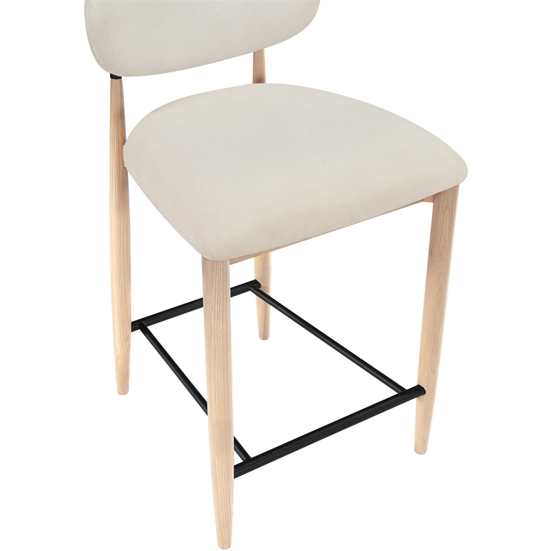 Meridian Furniture Riccio Cream Fabric Upholstered Stool