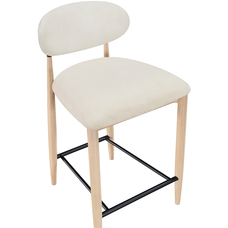 Meridian Furniture Riccio Cream Fabric Upholstered Stool