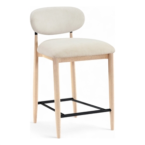 Meridian Furniture Riccio Cream Fabric Upholstered Stool