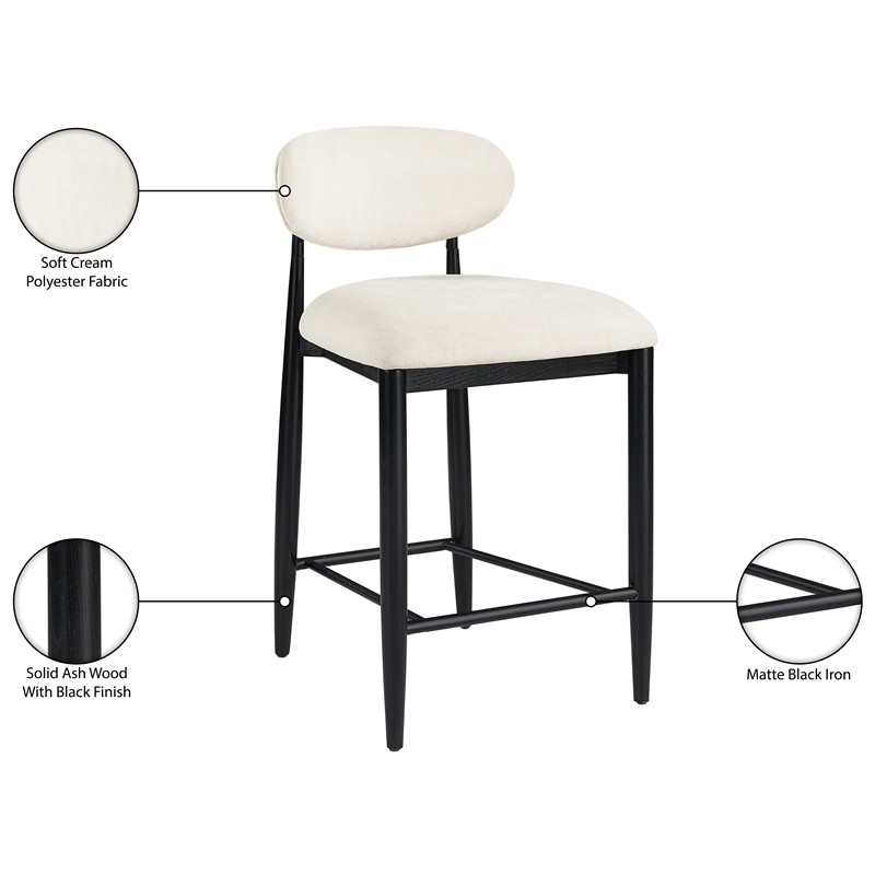 Meridian Furniture Riccio Beige Fabric Upholstered Stool