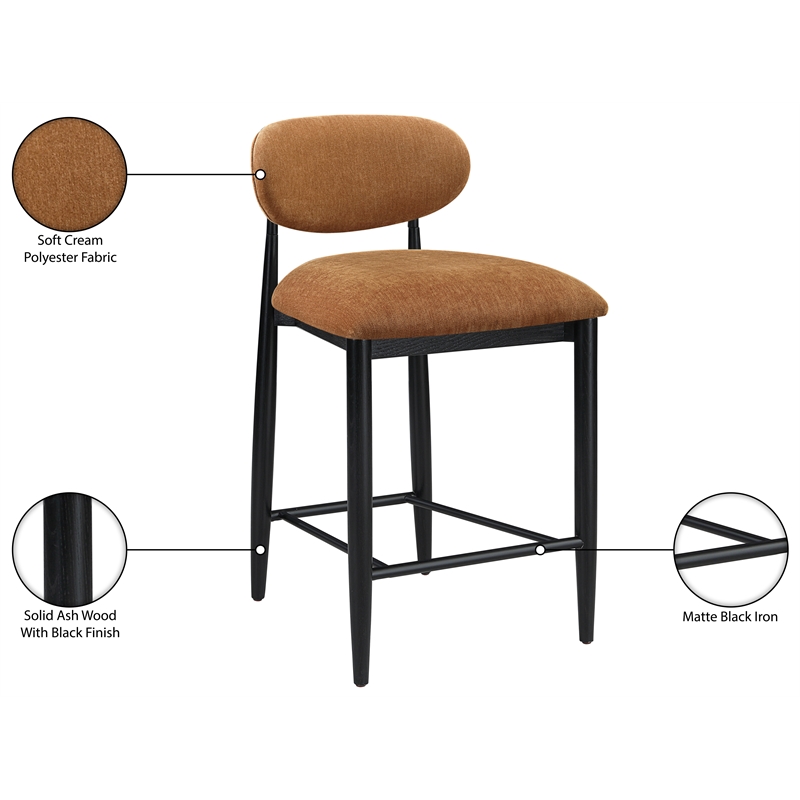 Meridian Furniture Riccio Cognac Fabric Upholstered Stool