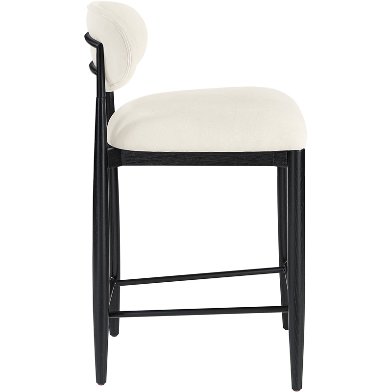 Meridian Furniture Riccio Cream Fabric Upholstered Stool