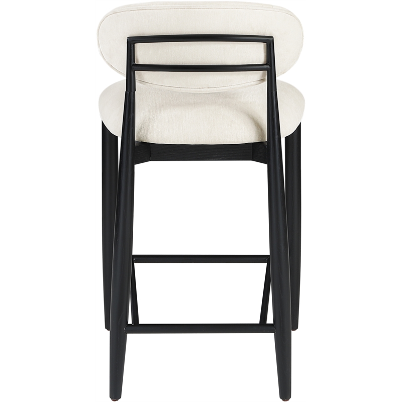 Meridian Furniture Riccio Cream Fabric Upholstered Stool