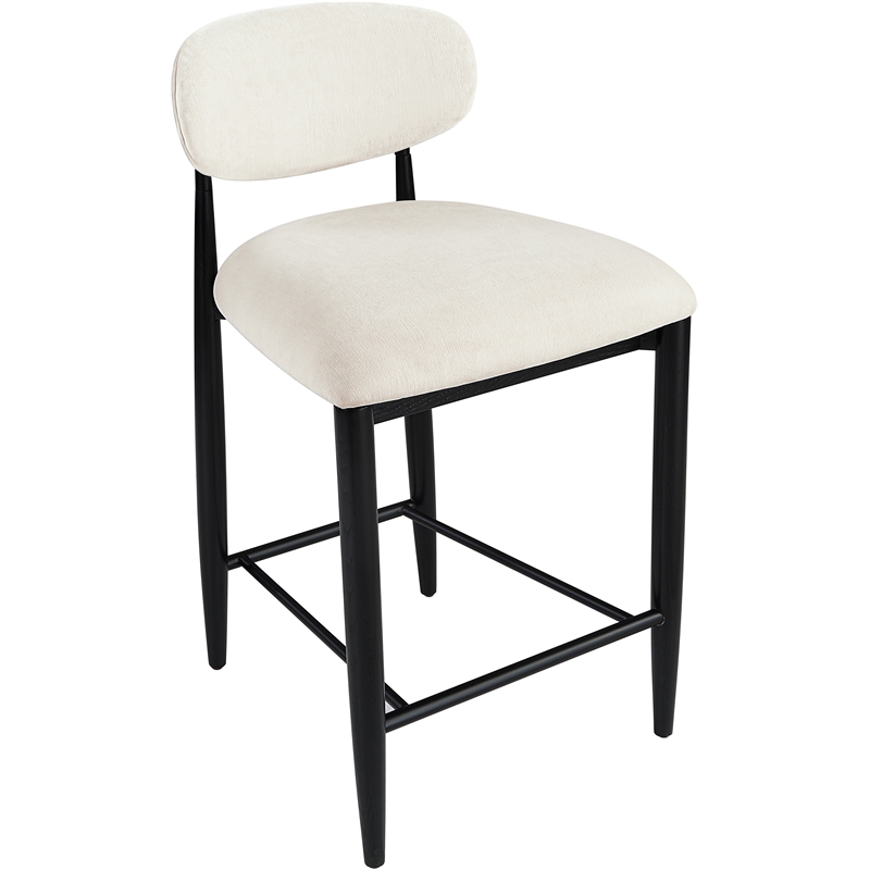 Meridian Furniture Riccio Cream Fabric Upholstered Stool