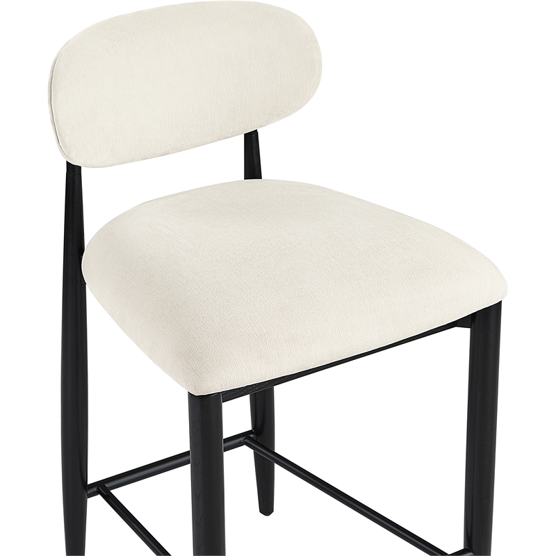 Meridian Furniture Riccio Cream Fabric Upholstered Stool