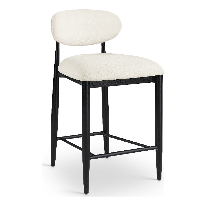 Meridian Furniture Riccio Cream Fabric Upholstered Stool
