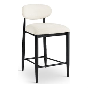 Meridian Furniture Riccio Cream Fabric Upholstered Stool