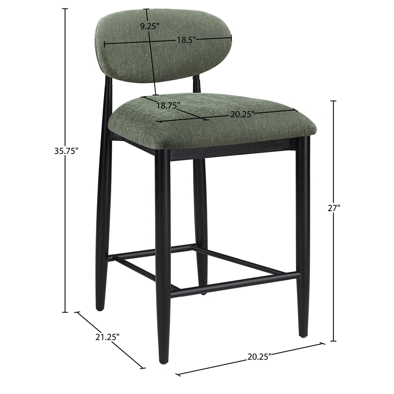 Meridian Furniture Riccio Olive Fabric Upholstered Stool