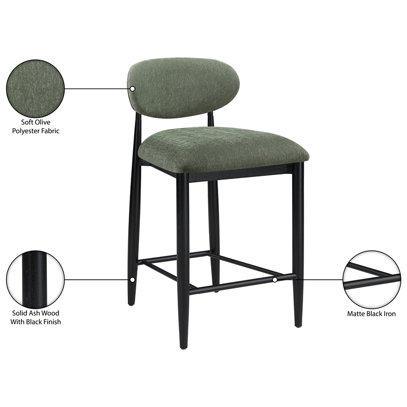 Meridian Furniture Riccio Olive Fabric Upholstered Stool