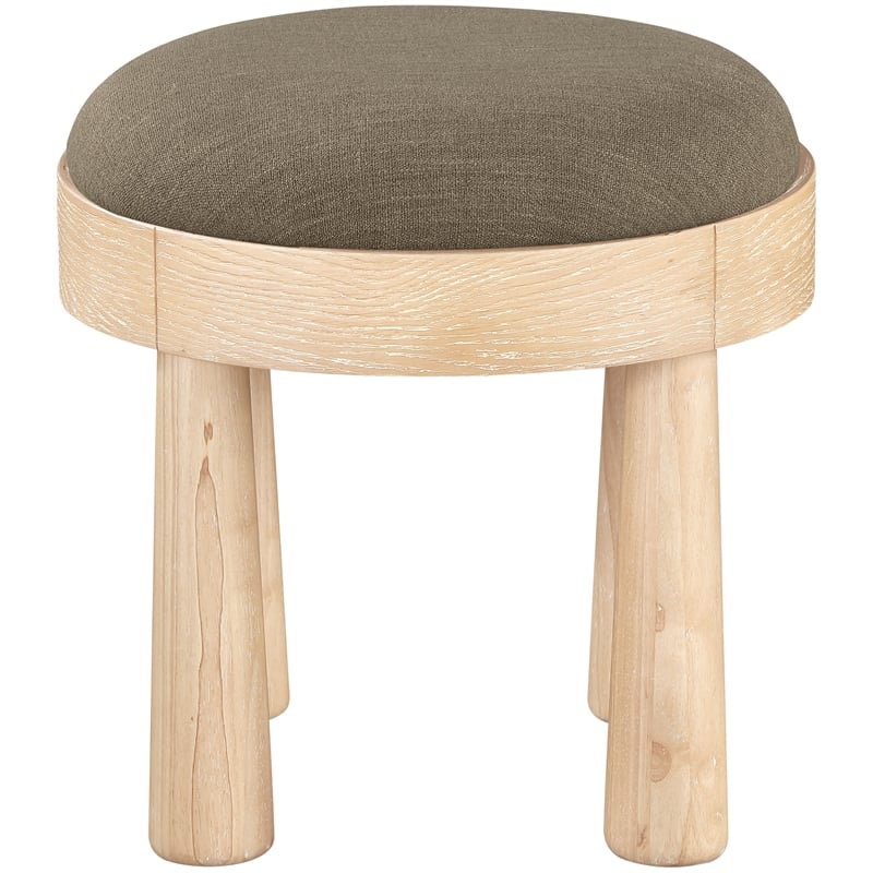 Meridian Furniture Larea Brown Linen Textured Fabric Upholstered Ottoman