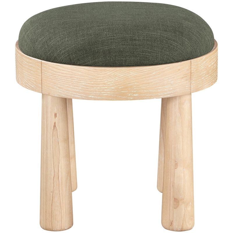Meridian Furniture Larea Olive Linen Textured Fabric Upholstered Ottoman