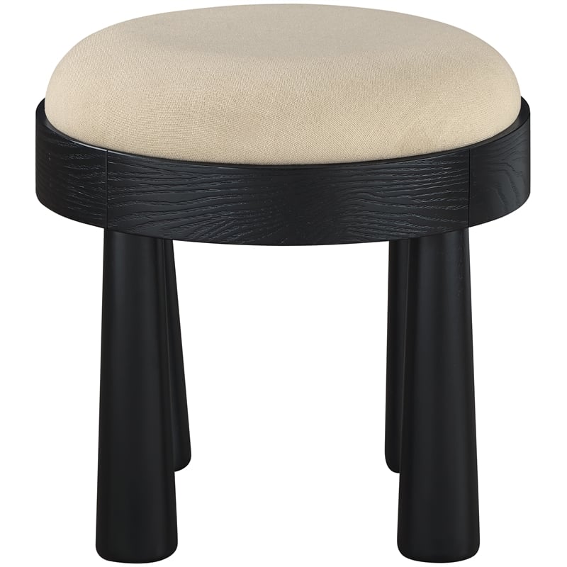 Meridian Furniture Larea Beige Linen Textured Fabric Upholstered Ottoman