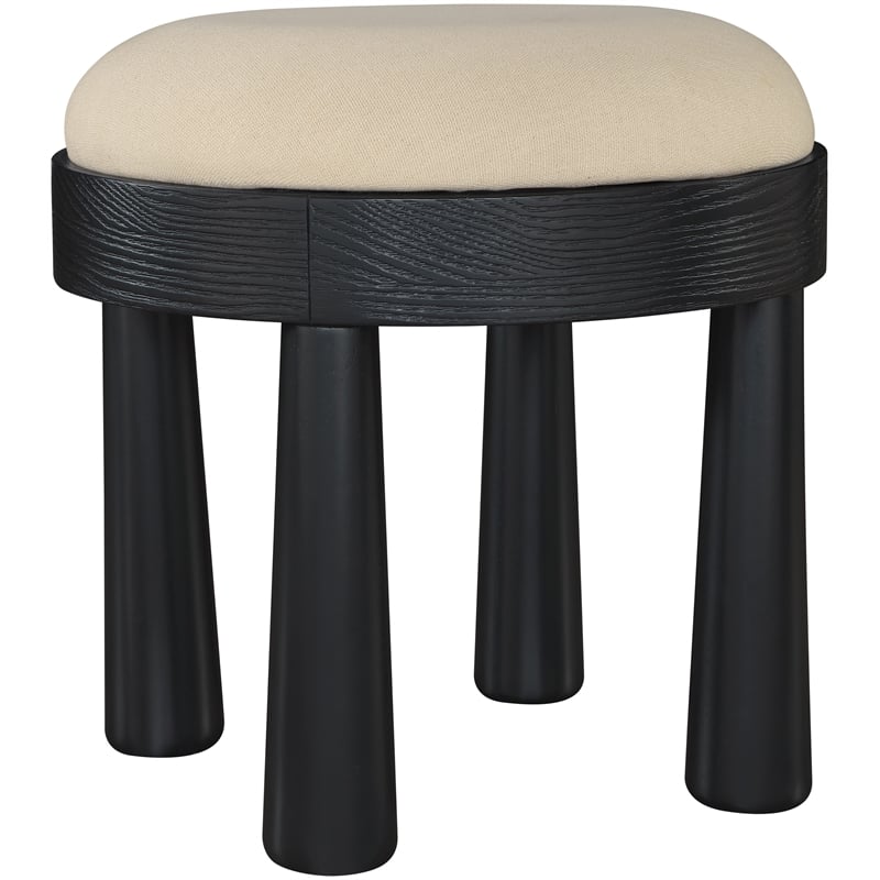 Meridian Furniture Larea Beige Linen Textured Fabric Upholstered Ottoman